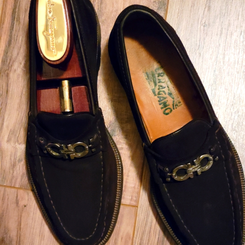 Salvatore Ferragamo Mens Diego Horse Bit Buckle Brown Casual Shoes Size 91/2 B